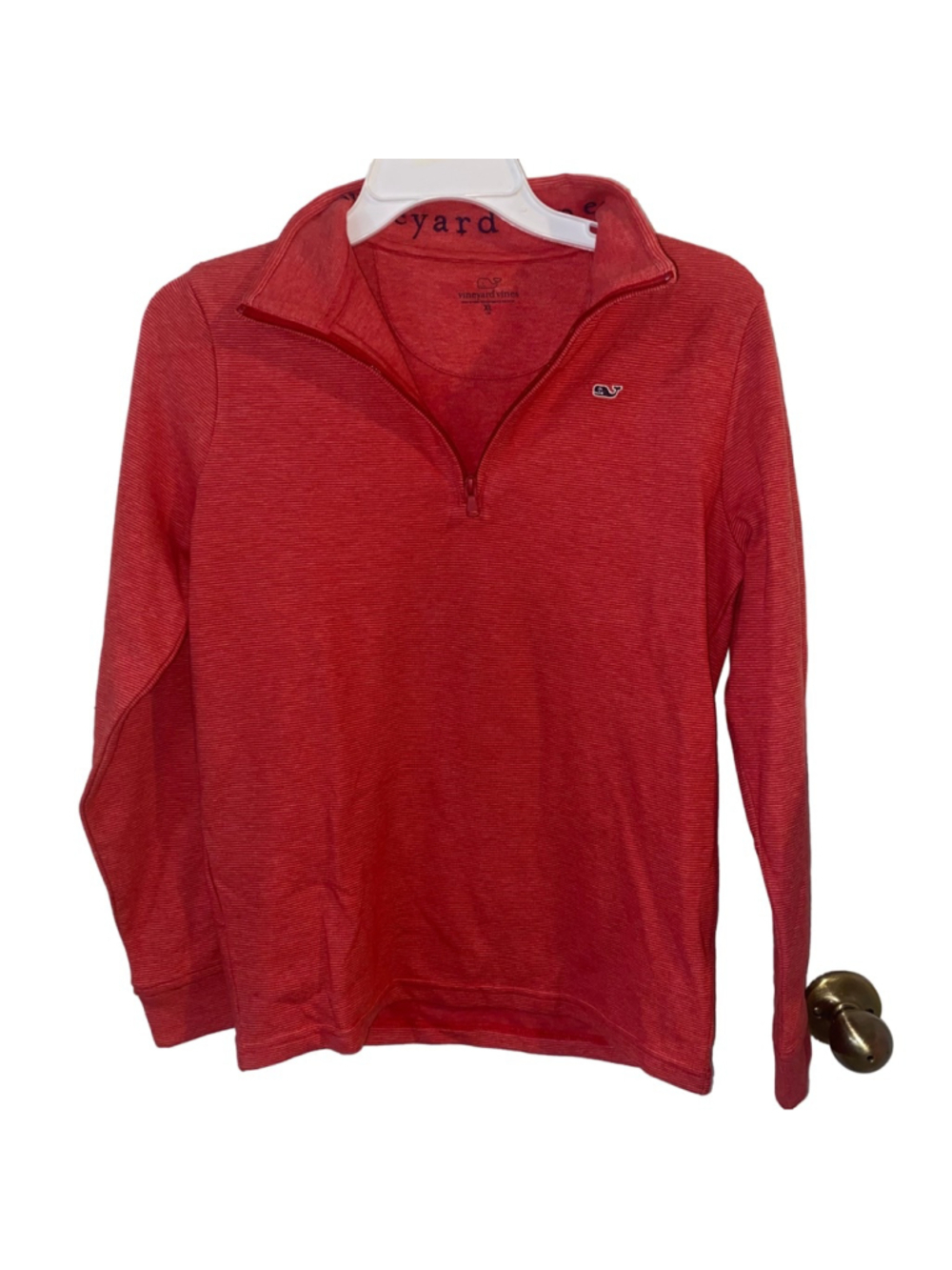 Boy’s Vineyard Vines Red Striped 1/4 Zip Sweatshirt Sweater XL
